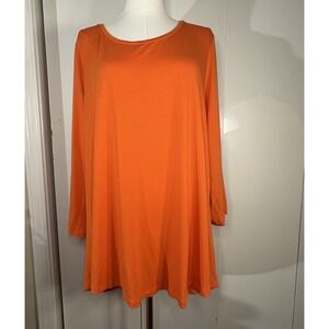 JM Collection Top Womens 2X Orange Black 3/4 Sleeve Fall Relaxed